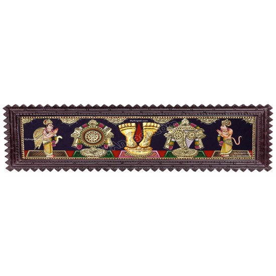 Sangu Chakra Nammam with Garudar and Hanuman Tanjore Painting