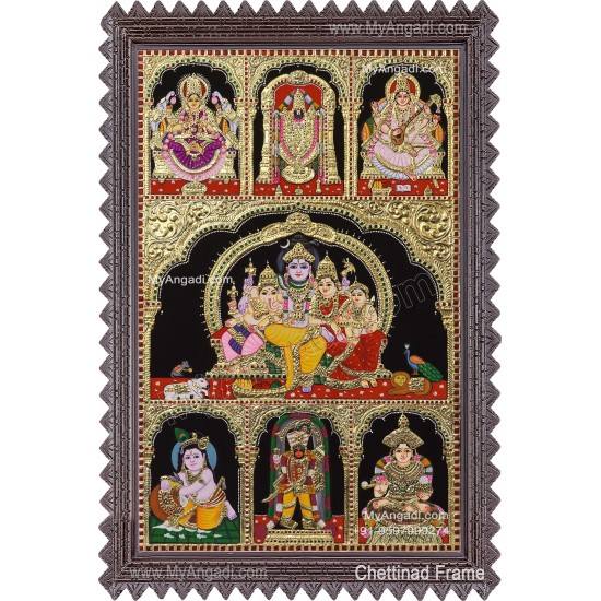 Multi God Panel Tanjore Painting