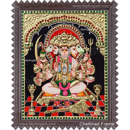 Panchamuga Hanuman Tanjore Painting
