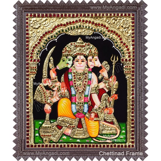 Panchamuga Hanuman Tanjore Painting