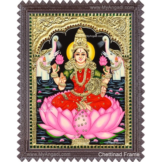 Lakshmi with Two Elephants Tanjore Painting