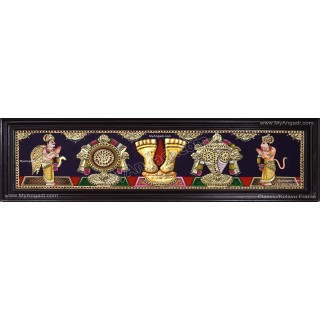 Sangu Chakra Nammam with Garudar and Hanuman Tanjore Painting