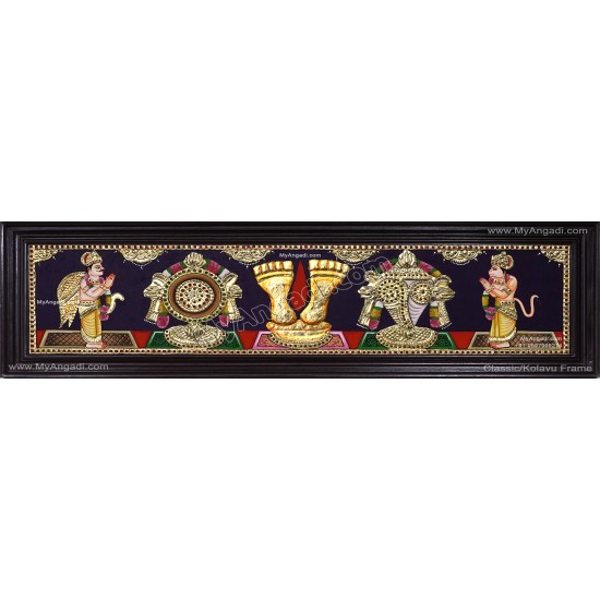 Sangu Chakra Nammam with Garudar and Hanuman Tanjore Painting