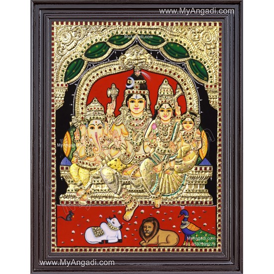 Shivan Family Tanjore Painting Shivan Family Tanjore Painting
