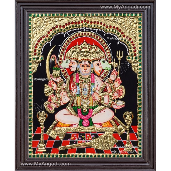 Panchamuga Hanuman Tanjore Painting