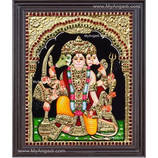 Panchamuga Hanuman Tanjore Painting