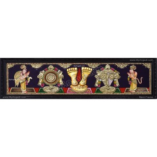 Sangu Chakra Nammam with Garudar and Hanuman Tanjore Painting