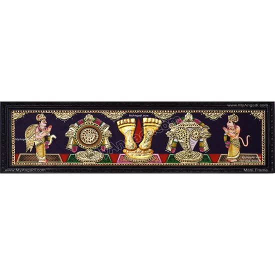 Sangu Chakra Nammam with Garudar and Hanuman Tanjore Painting