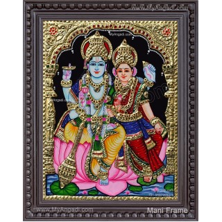 Vishnu and Lakshmi Tanjore Painting,