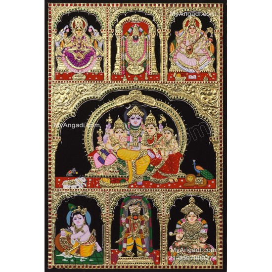 Multi God Panel Tanjore Painting