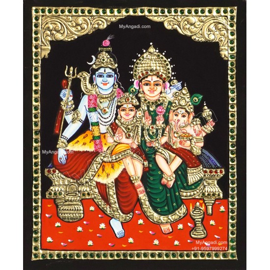 Shiva Family Tanjore Painting Shiva Family Tanjore Painting