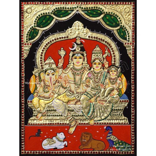 Shivan Family Tanjore Painting