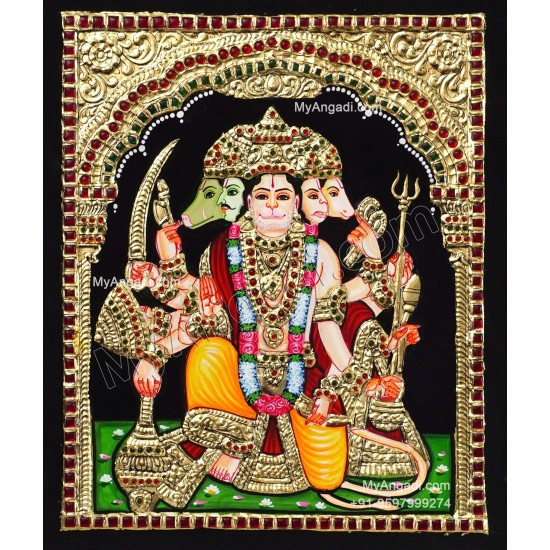 Panchamuga Hanuman Tanjore Painting