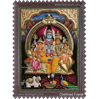 3D Shivan Family Tanjore Painting