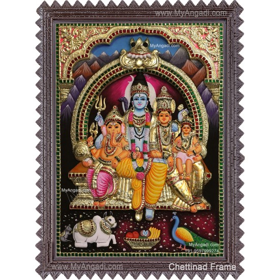 3D Shivan Family Tanjore Painting