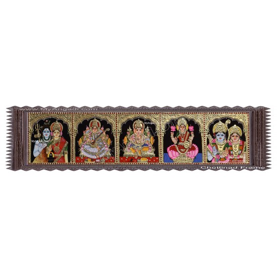 5 God  Panel Tanjore Painting