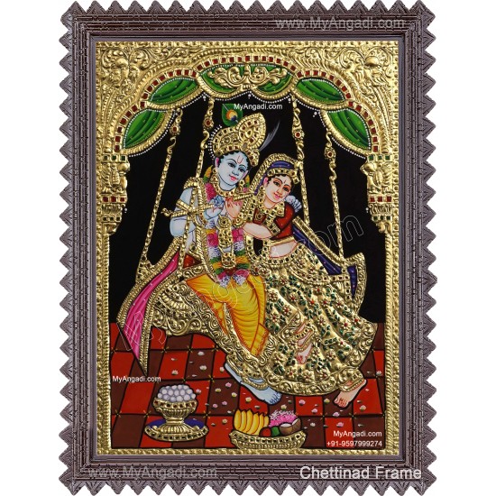 Swinging Radha Krishna Tanjore Painting