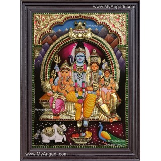 3D Shivan Family Tanjore Painting