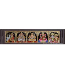 5 God  Panel Tanjore Painting