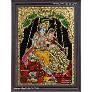 Swinging Radha Krishna Tanjore Painting