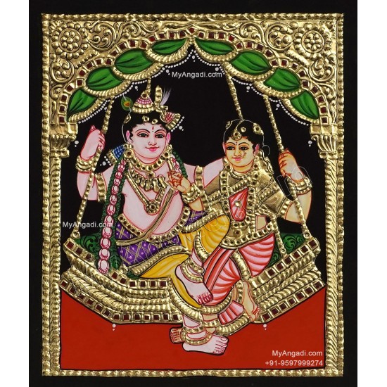 Swing Rukmani krishna tanjore painting