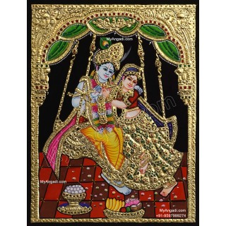 Swinging Radha Krishna Tanjore Painting