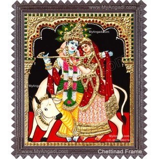 Radha Krishna with Cow Tanjore Painting