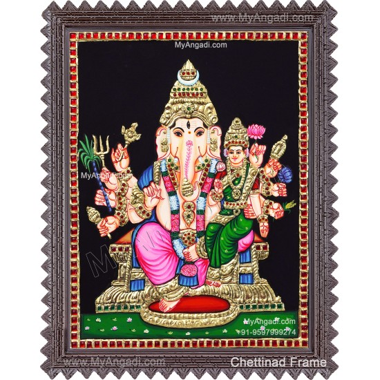 Ganesha Lakshmi  Tanjore Painting