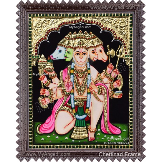 Panchamuga Hanuman Tanjore Painting