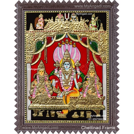 Vishnu Sri Devi Bhoo Devi Tanjore Painting