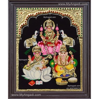 Ganesha Lakshmi  Tanjore Painting