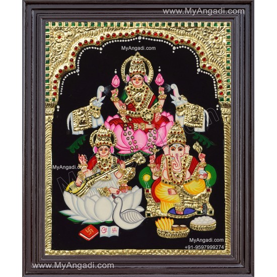 Ganesha Lakshmi Tanjore Painting Ganesha Lakshmi Tanjore Painting