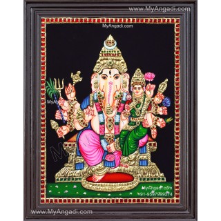 Ganesha Lakshmi  Tanjore Painting