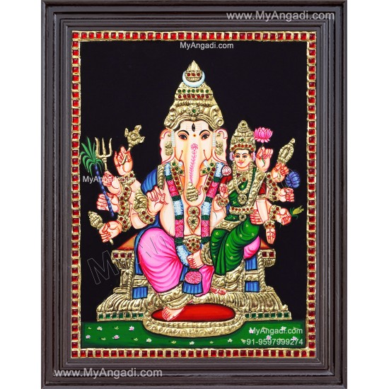 Ganesha Lakshmi Tanjore Painting Ganesha Lakshmi Tanjore Painting