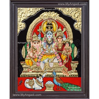 Shiva Kudumbam Tanjore Painting