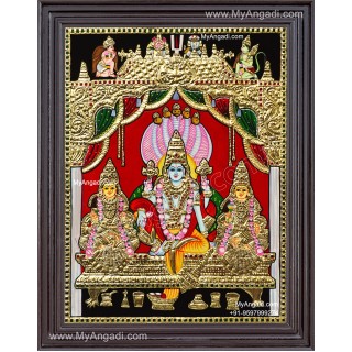 Vishnu Sri Devi Bhoo Devi Tanjore Painting