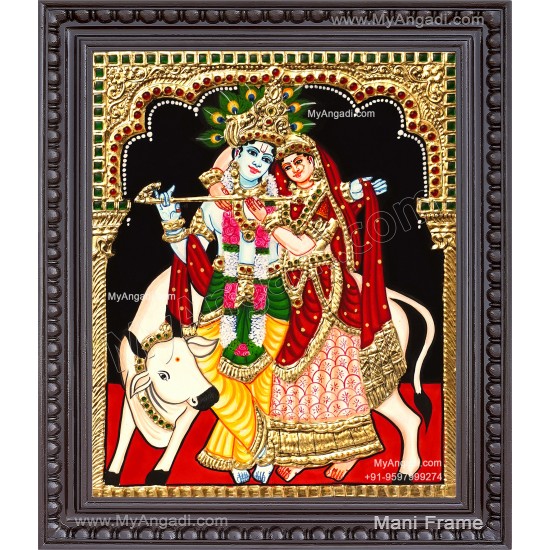 Radha Krishna with Cow Tanjore Painting
