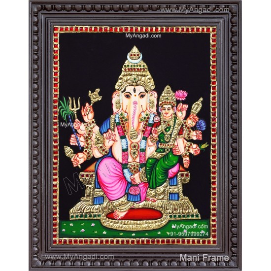 Ganesha Lakshmi  Tanjore Painting