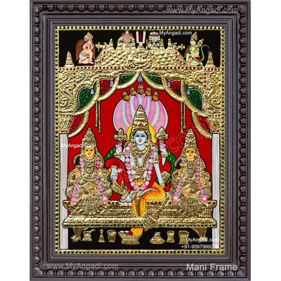 Vishnu Sri Devi Bhoo Devi Tanjore Painting