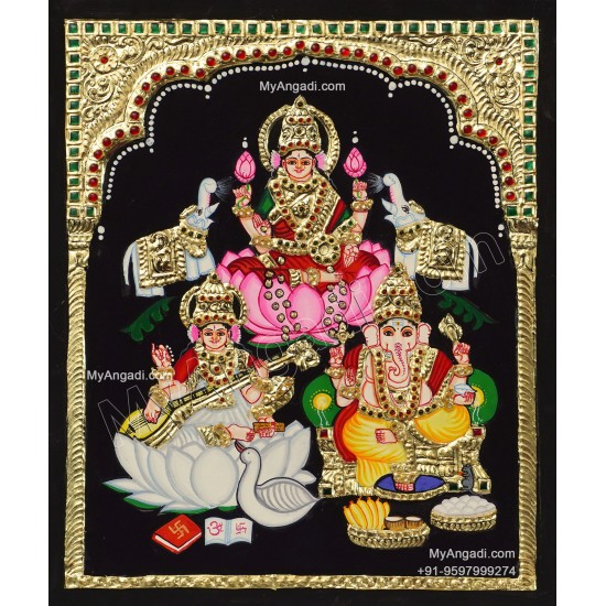 Ganesha Lakshmi  Tanjore Painting