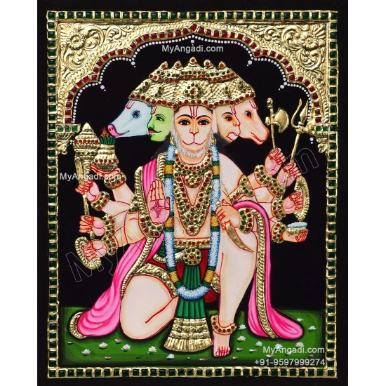 Panchamuga Hanuman Tanjore Painting