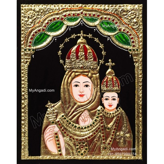 Mary with Jesus Christ Tanjore Painting