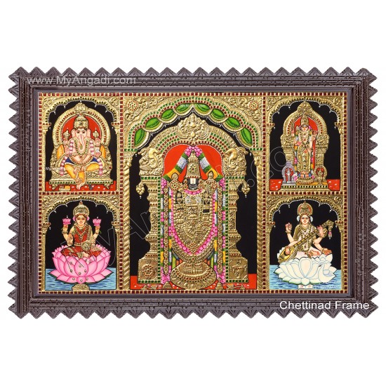 5 God  Panel Tanjore Painting