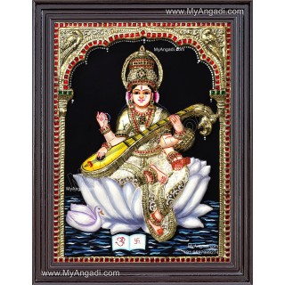 Saraswathi  3D Tanjore Painting