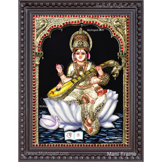 Saraswathi  3D Tanjore Painting