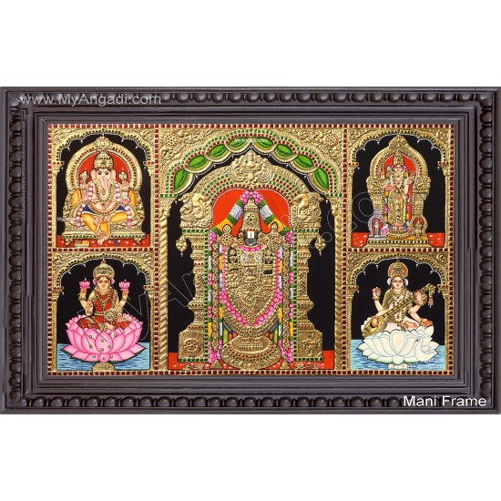 5 God  Panel Tanjore Painting