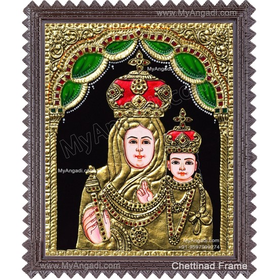 Mary With Infant Jesus Tanjore Painting