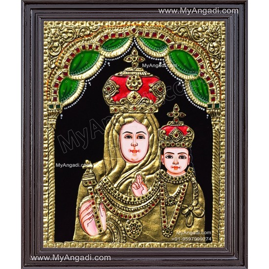 Mary With Infant Jesus Tanjore Painting
