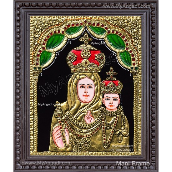 Mary With Infant Jesus Tanjore Painting