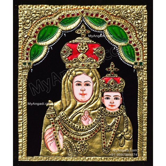 Mary With Infant Jesus Tanjore Painting